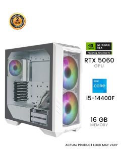 Master HAF500 White Gaming PC - GeForce RTX 5060 8GB, Intel Core i5-14400F, 16GB RAM, 1TB SSD